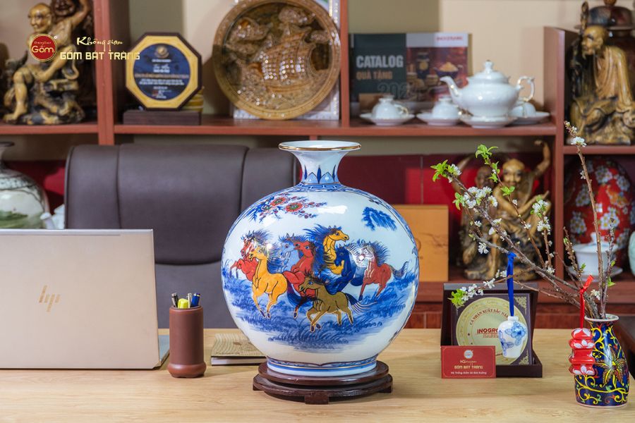 Quả Hút Lộc Nhị Cảnh Mã Đáo Thuận Buồm Vẽ Vàng