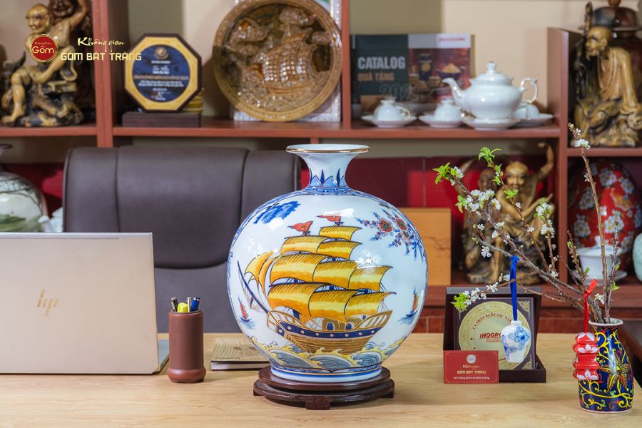 Quả Hút Lộc Nhị Cảnh Mã Đáo Thuận Buồm Vẽ Vàng