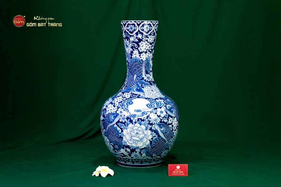 Tỏi Bình Cửu Ngư Chầu Nguyệt Lam Ngọc Bình An