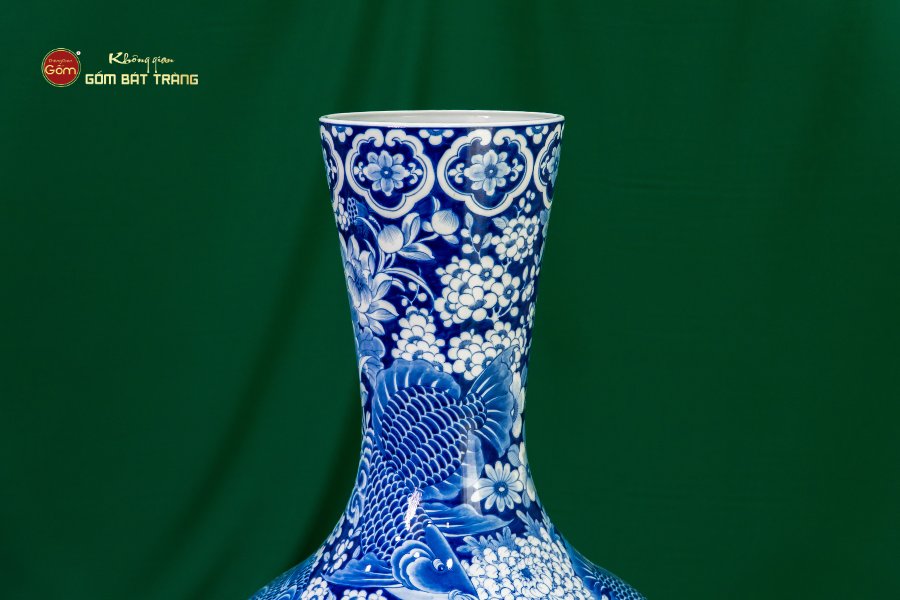 Tỏi Bình Cửu Ngư Chầu Nguyệt Lam Ngọc Bình An