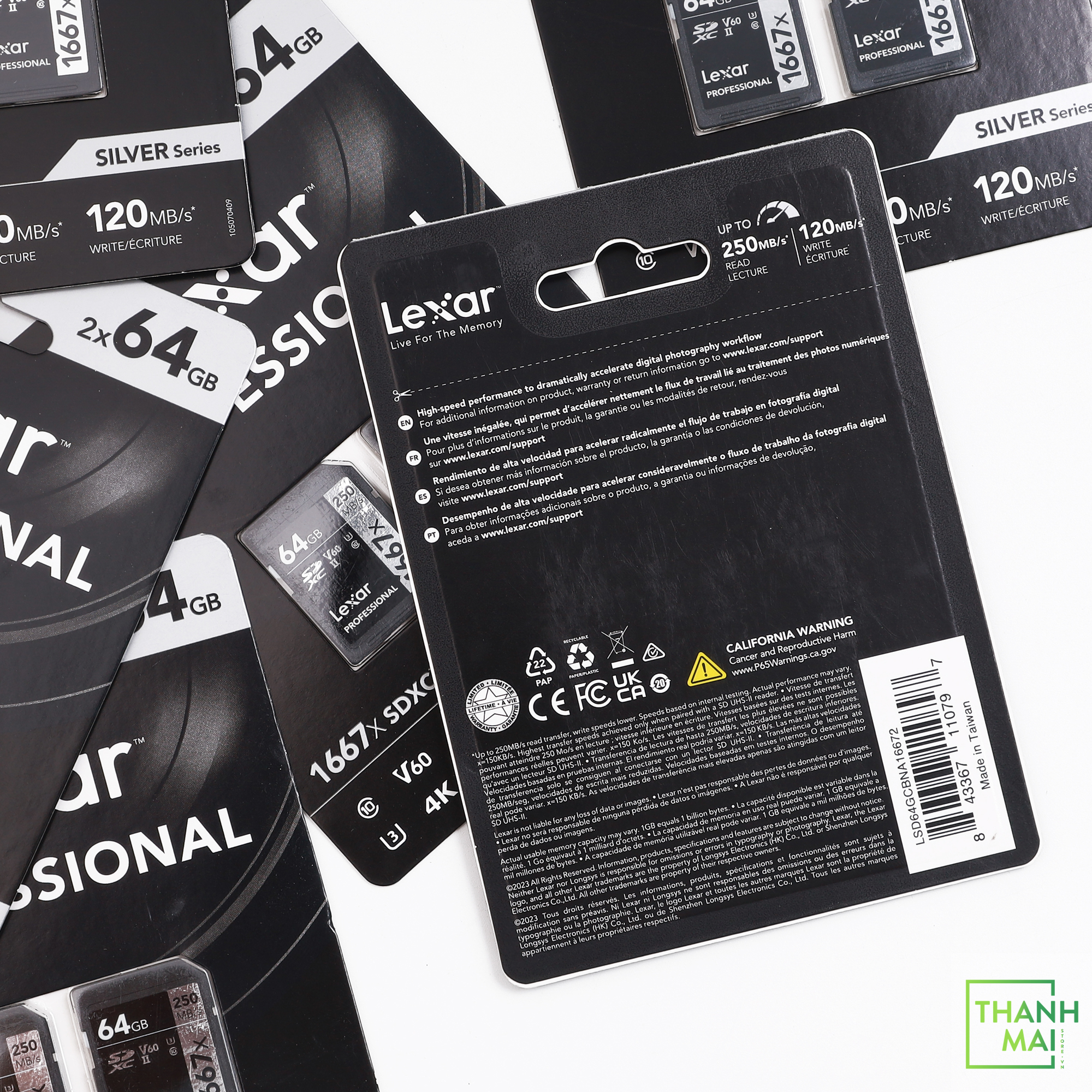 Thẻ Nhớ Lexar Professional SDHC/SDXC 1667x UHS-II 64GB Memory Card 2 Pack | LSD64GCBNA16672