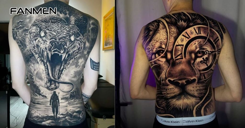 Hình xăm mạnh mẽ cho nam ở lưng