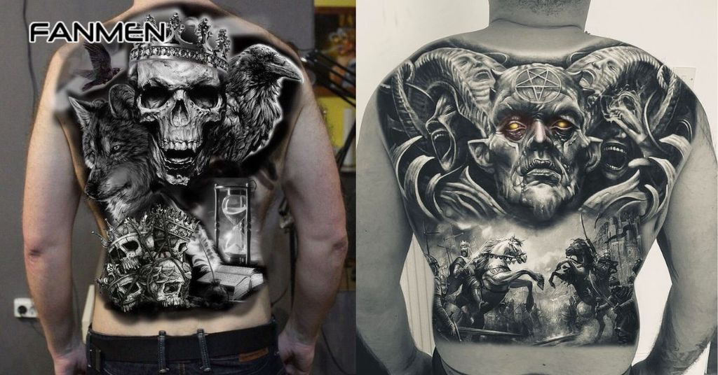Hình xăm mạnh mẽ cho nam ở lưng
