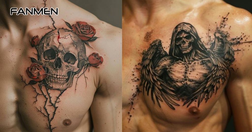 Hình xăm mạnh mẽ cho nam ở ngực