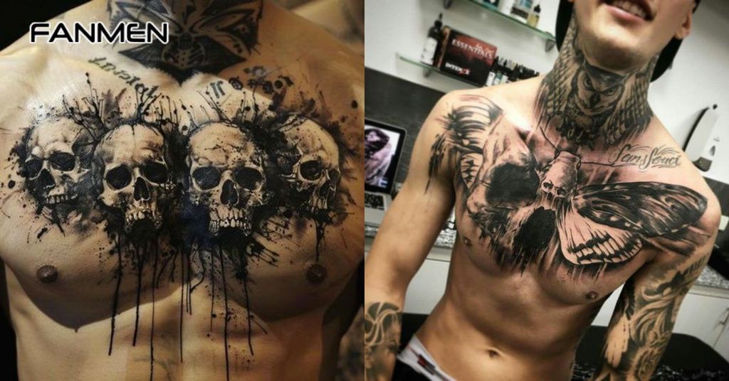 Hình xăm mạnh mẽ cho nam ở ngực