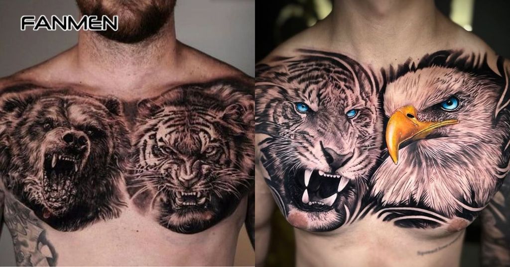 Hình xăm mạnh mẽ cho nam ở ngực