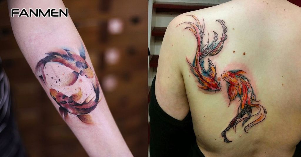 Hình xăm Song Ngư phong cách hiện đại 2