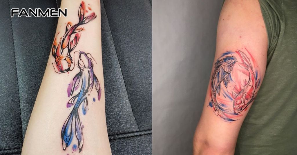 Hình xăm Song Ngư phong cách hiện đại 4