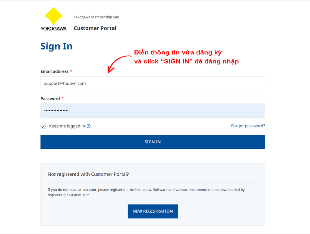 Đăng nhập Yokogawa Portal