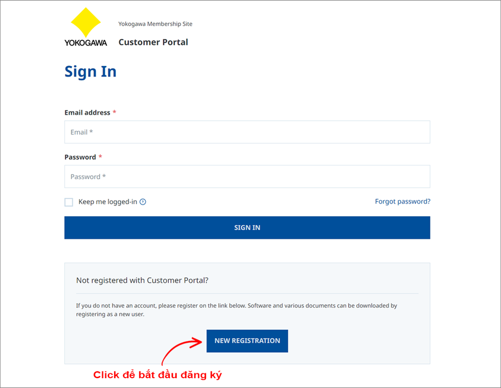 Đăng ký Yokogawa Portal