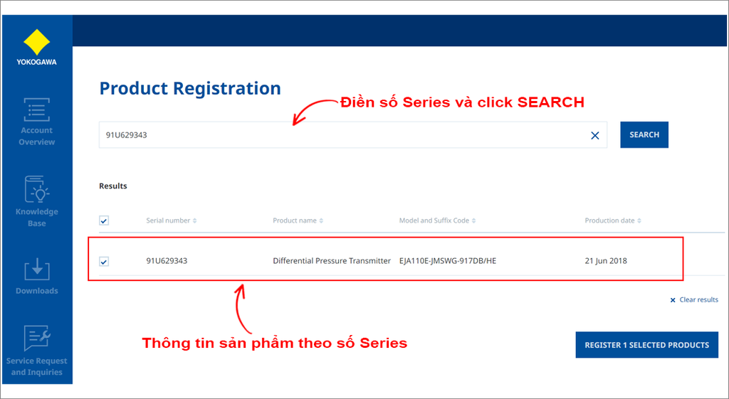 Check thông tin series của sản phẩm Yokogawa