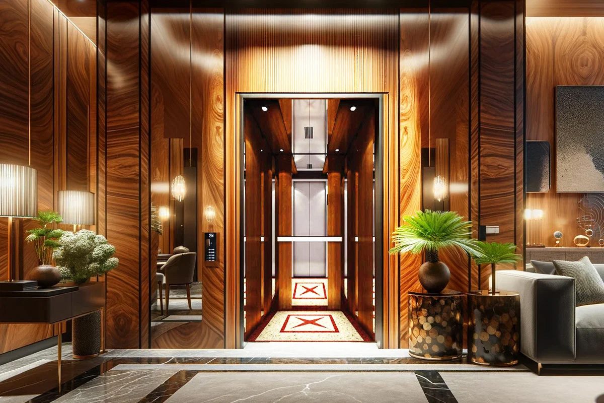 Hình ảnh mẫu cabin C02 thang máy Pacific sang trọng