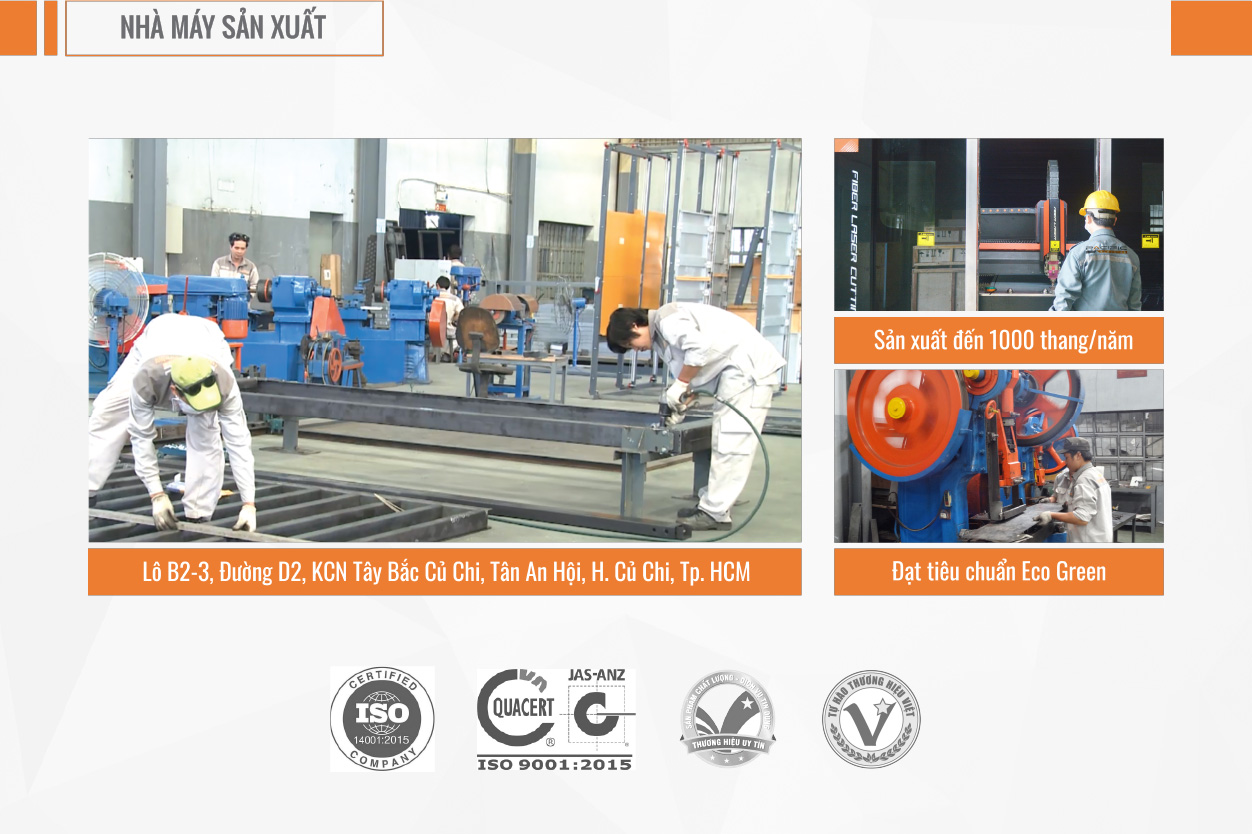 Công ty Thang máy Pacific có Nhà máy Sản xuất KCN Tây Bắc Củ Chi, Tân An Hội, H. Củ Chi, Tp. HCM