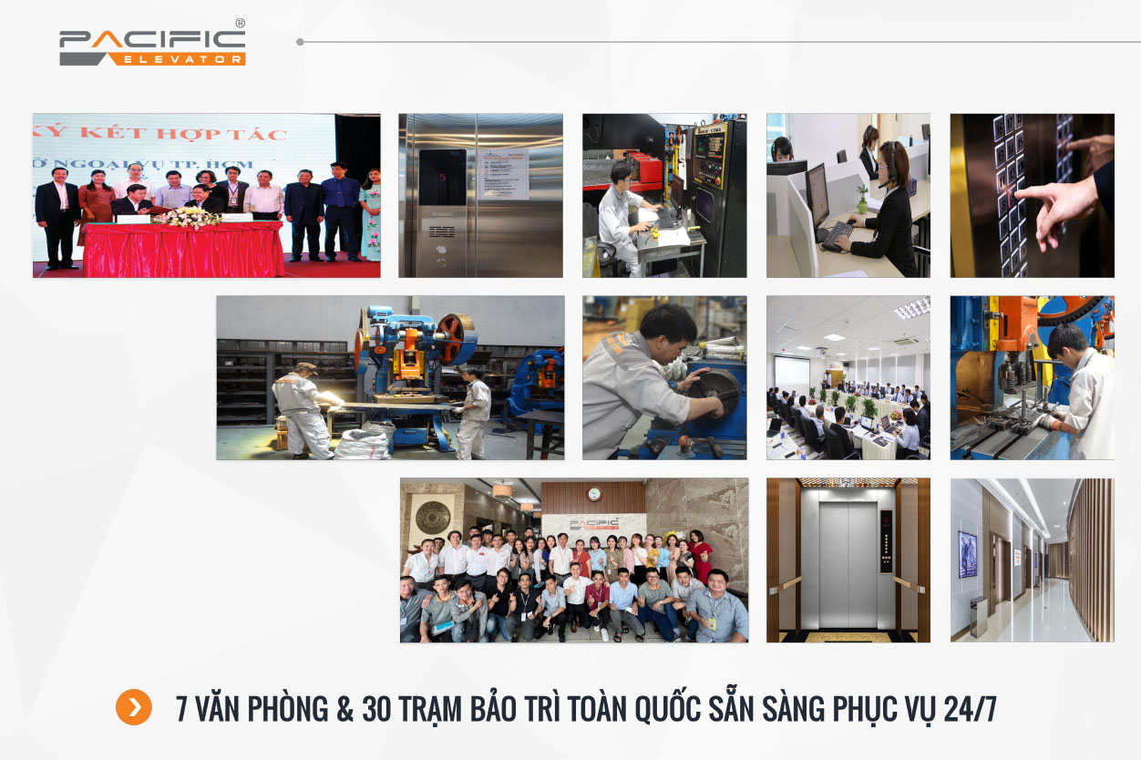 Công ty Thang máy Pacific có 7 văn phòng và 30 trạm bảo trì toàn quốc