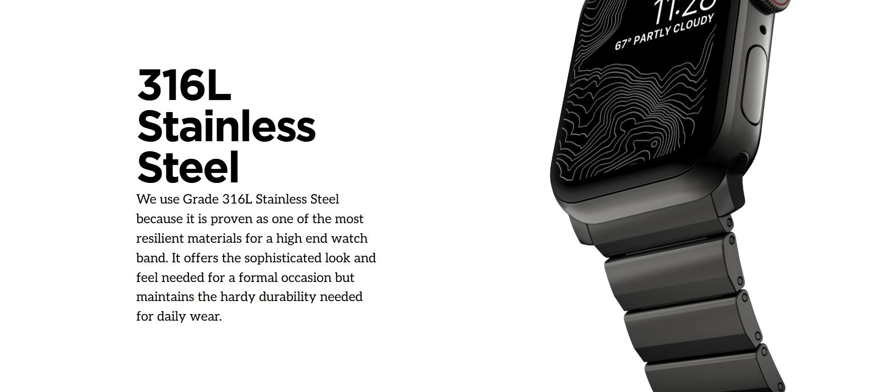 Dây đeo Nomad Stainsteel cho Apple Watch Series (41/42/46/49mm)