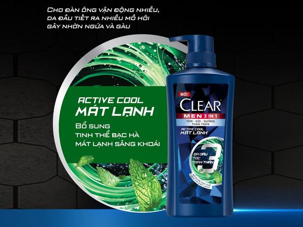 CLEAR dầu gội nam 3in1 mát lạnh 630g