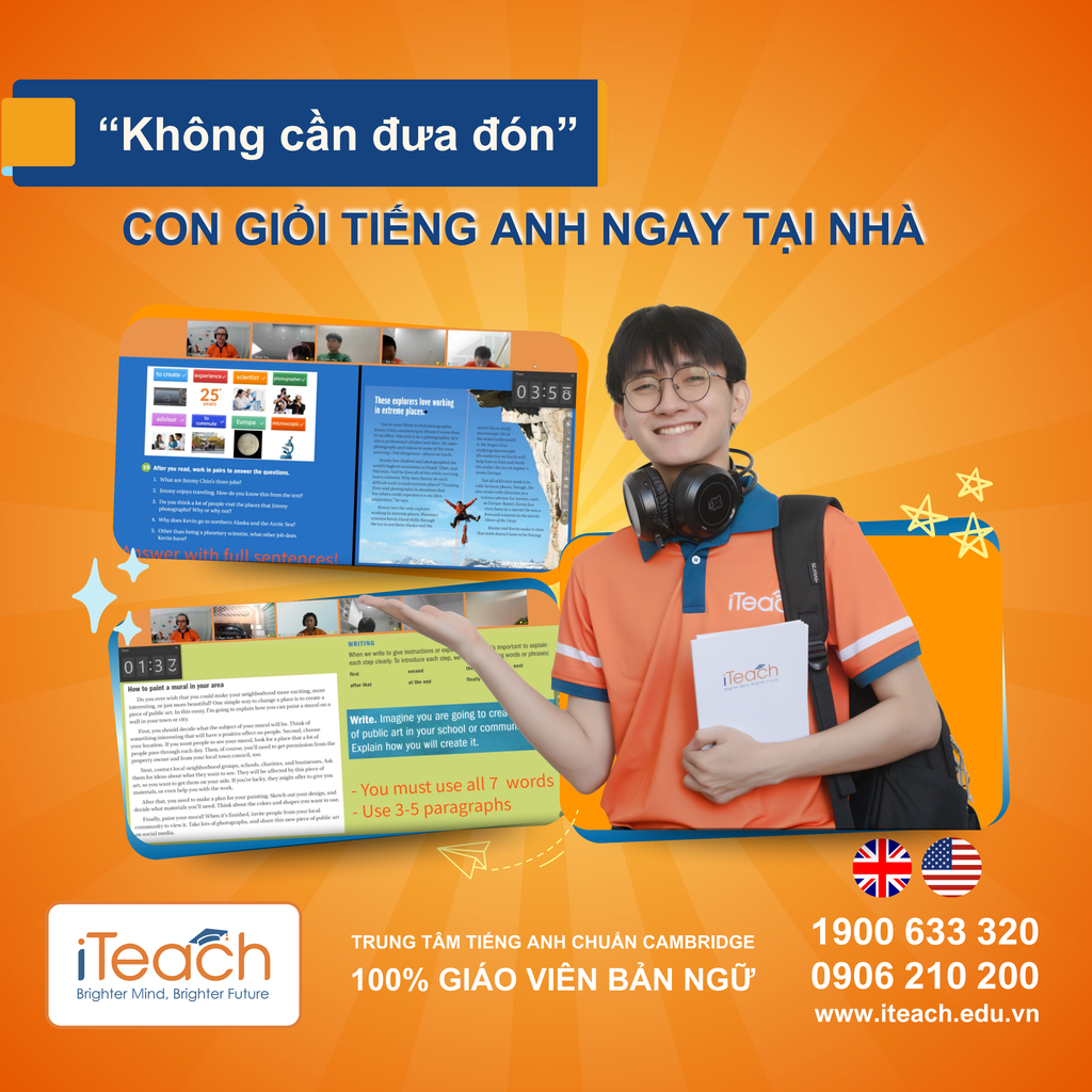 Không cần đưa đón – Con giỏi tiếng Anh ngay tại nhà cùng iTeach!