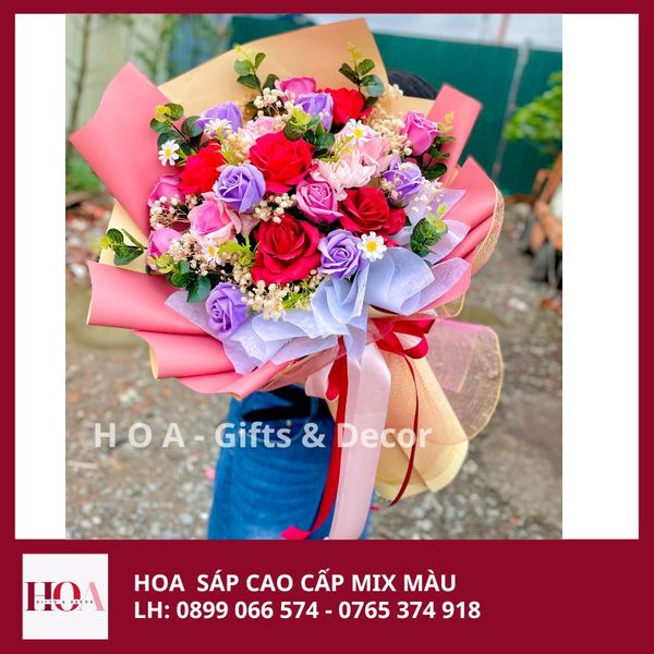 Hoa Sáp Mix Màu Phối Hoa Khô