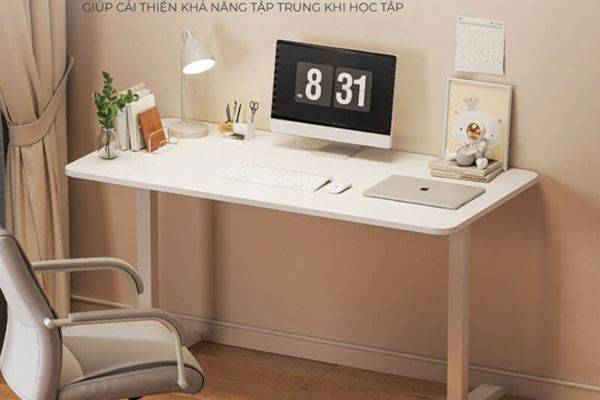 Bàn làm việc chân sắt trắng cao cấp hiện đại GM114 cho phòng làm việc và văn phòng