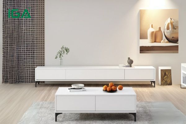 Bàn trà chữ nhật có ngăn kéo trắng GP319 lưu trữ tiện lợi