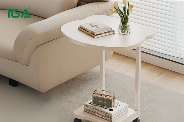 Bàn trà thông minh có bánh xe full trắng GM117 tiện lợi di chuyển