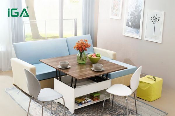 Bàn trà thông minh nâng hạ làm bàn ăn tiện lợi