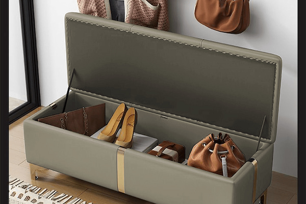 Ghế đôn băng dài da có ngăn tủ