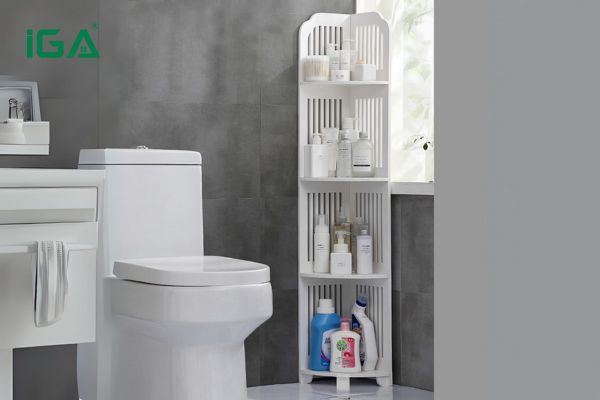 Kệ góc kẻ sọc 4 tầng cho nhà tắm IG122