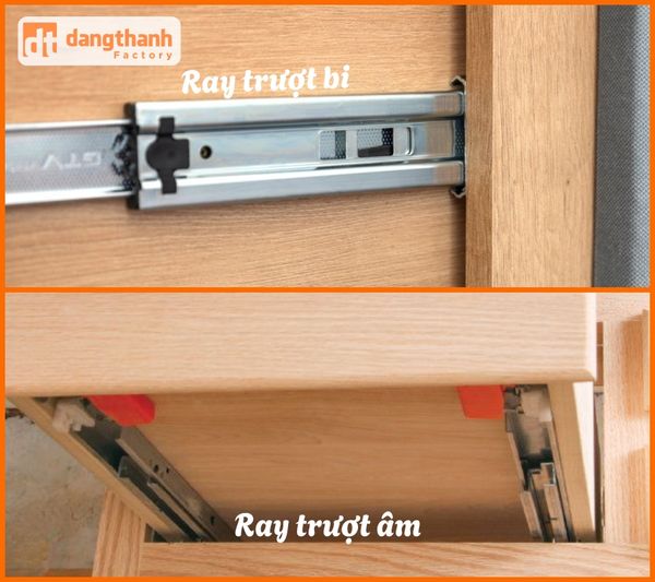 So sánh ray trượt âm và ray trượt bi