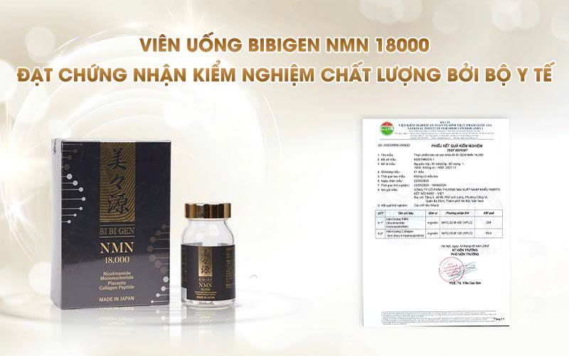 Viên uống Bi Bi Gen NMN 18000 đạt chứng nhận kiểm nghiệm chất lượng bởi Bộ Y Tế