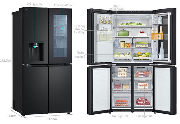 Thiết kế sang trọng và tinh tế của tủ lạnh LG LFI50BLMAI là điều đầu tiên khiến nó thu hút người dùng