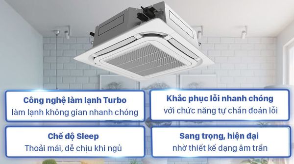 Điều hòa âm trần cassette có công suất lớn và cần không gian trần nhà rộng nên không thể lắp đặt trong các căn phòng nhỏ.