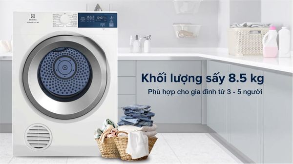 Máy sấy quần áo Electrolux 8.5 kg EDS854J3WB hiện đại