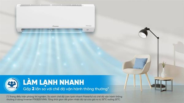 Daikin FTKA25UAVMV sử dụng công nghệ inverter giúp tiết kiệm điện hiệu quả trong khi vẫn duy trì hiệu suất làm lạnh ổn định.