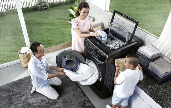 Samsung WA12T5360BV/SV là máy giặt lồng đứng dung tích lớn có thể giặt nhanh chóng và phù hợp với những gia đình có nhiều đồ giặt.