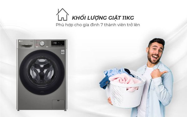 Máy giặt LG Inverter 9Kg F4V9RGP2T vận hành êm ái và tiết kiệm điện cho gia đình bạn.