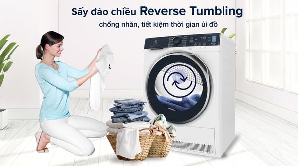 Máy sấy quần áo Electrolux EDH903R9WB tích hợp chức năng HygieneCare, có khả năng loại bỏ đến 99.9% vi khuẩn