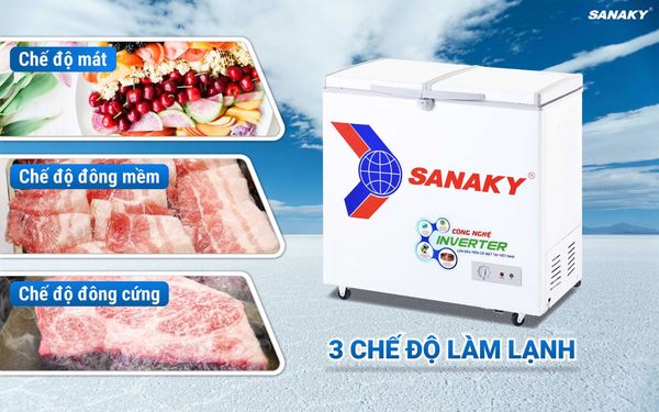 Sanaky VH-3699W3 là một trong những mẫu tủ đông được đánh giá cao nhờ tích hợp công nghệ Inverter giúp tiết kiệm điện năng hiệu quả
