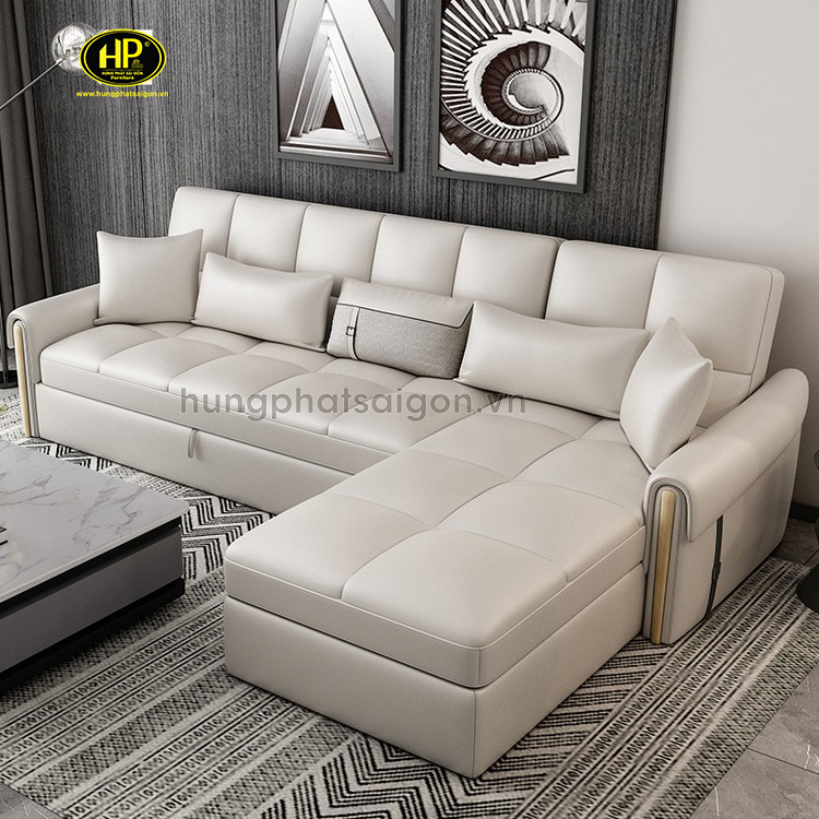 Mẫu Sofa giường thiết kế đa năng đẹp sang trọng màu kem