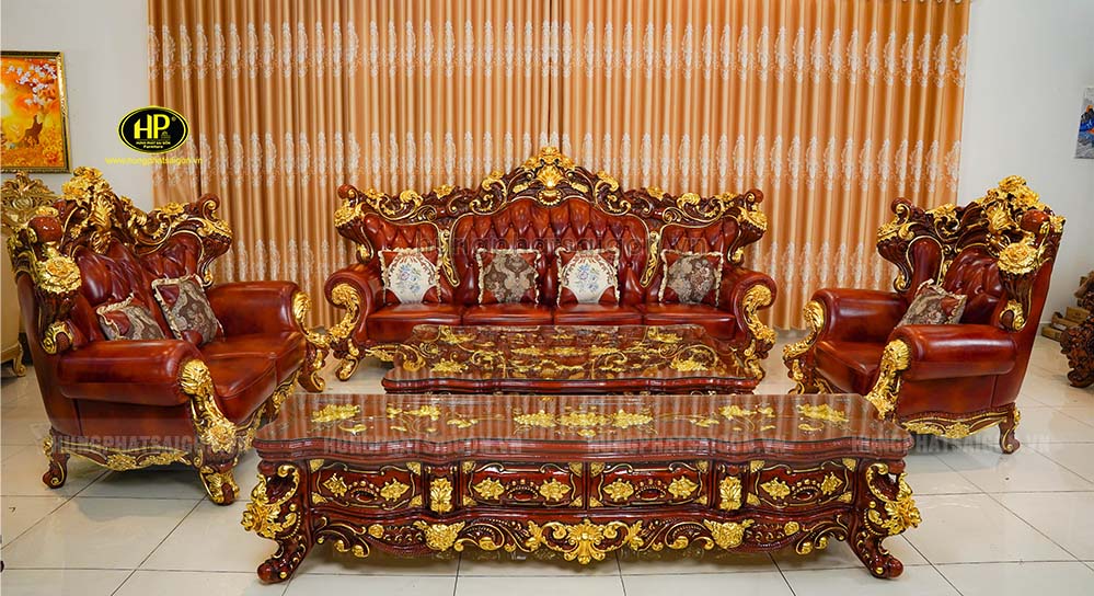 sofa cổ điển dát vàng M-25-V