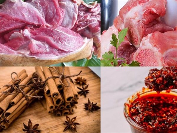 nguyên liệu làm món hủ tíu dê