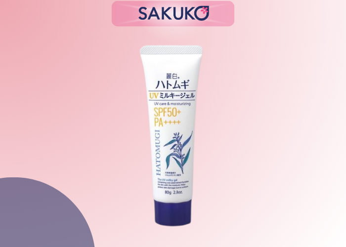HATOMUGI - Kem chống nắng ý dĩ nâng tông SPF 50+