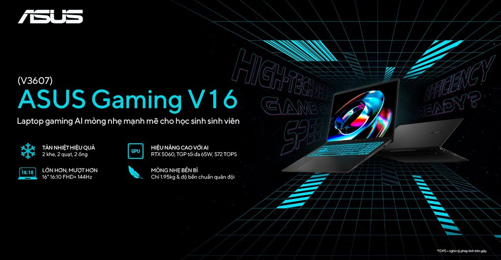 Asus AI V16 K3607VJ-RP106W pin dùng lâu phù hợp cho người đi chuyển nhiều nơi để làm việc