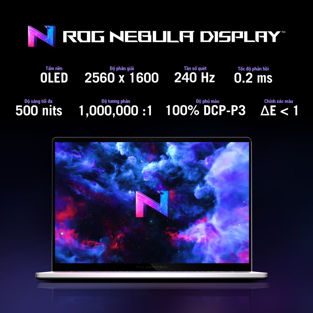 Màn hình OLED trên Asus ROG Zephyrus G16 sắc nét, chuẩn màu chính xác