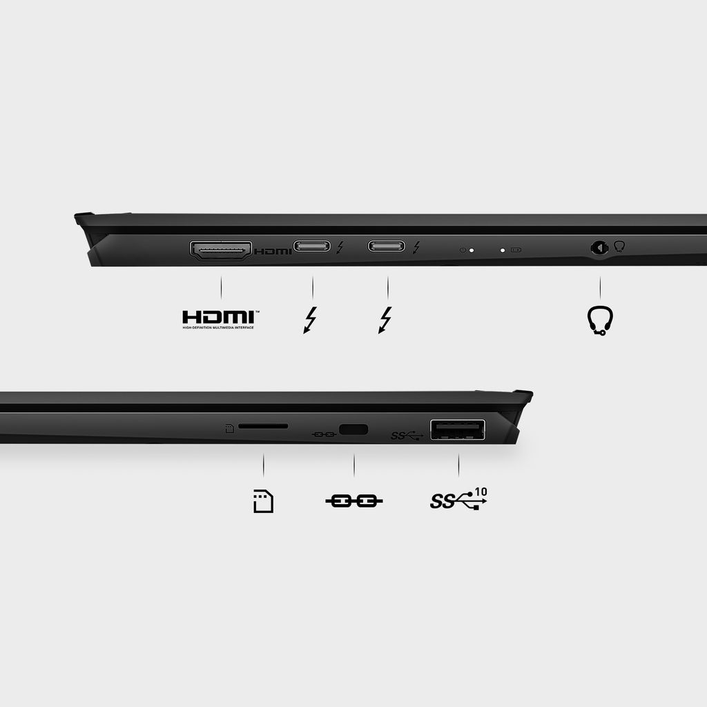 Laptop MSI Prestige 13 AI+ Evo A2VMG 062VN sở hữu đầy đủ cổng kết nối