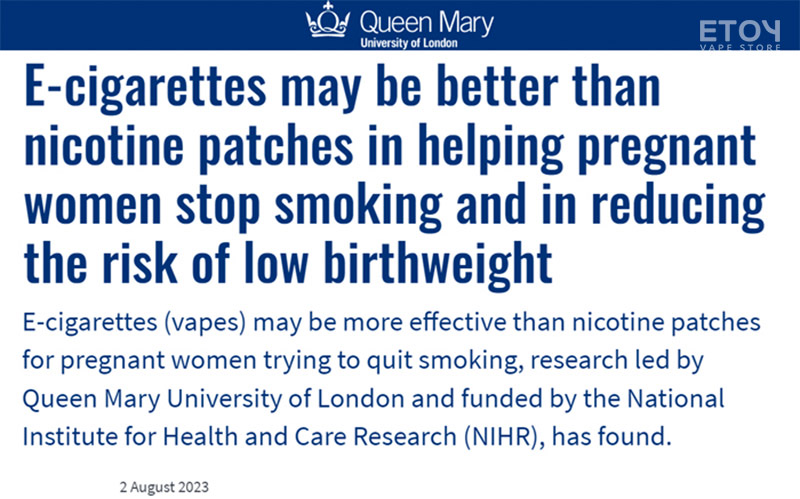 Nghiên cứu về vape thuốc lá điện tử và người mang thai của trường Đại học London