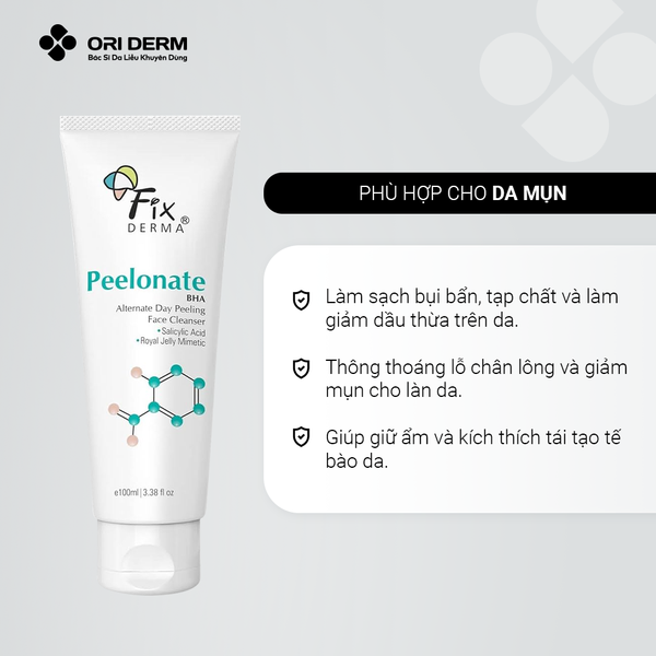 Công dụng sữa rửa mặt tẩy tế bào chết Fixderma Peelonate