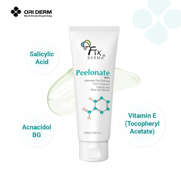 Thành phân sữa rửa mặt tẩy tế bào chết Fixderma Peelonate
