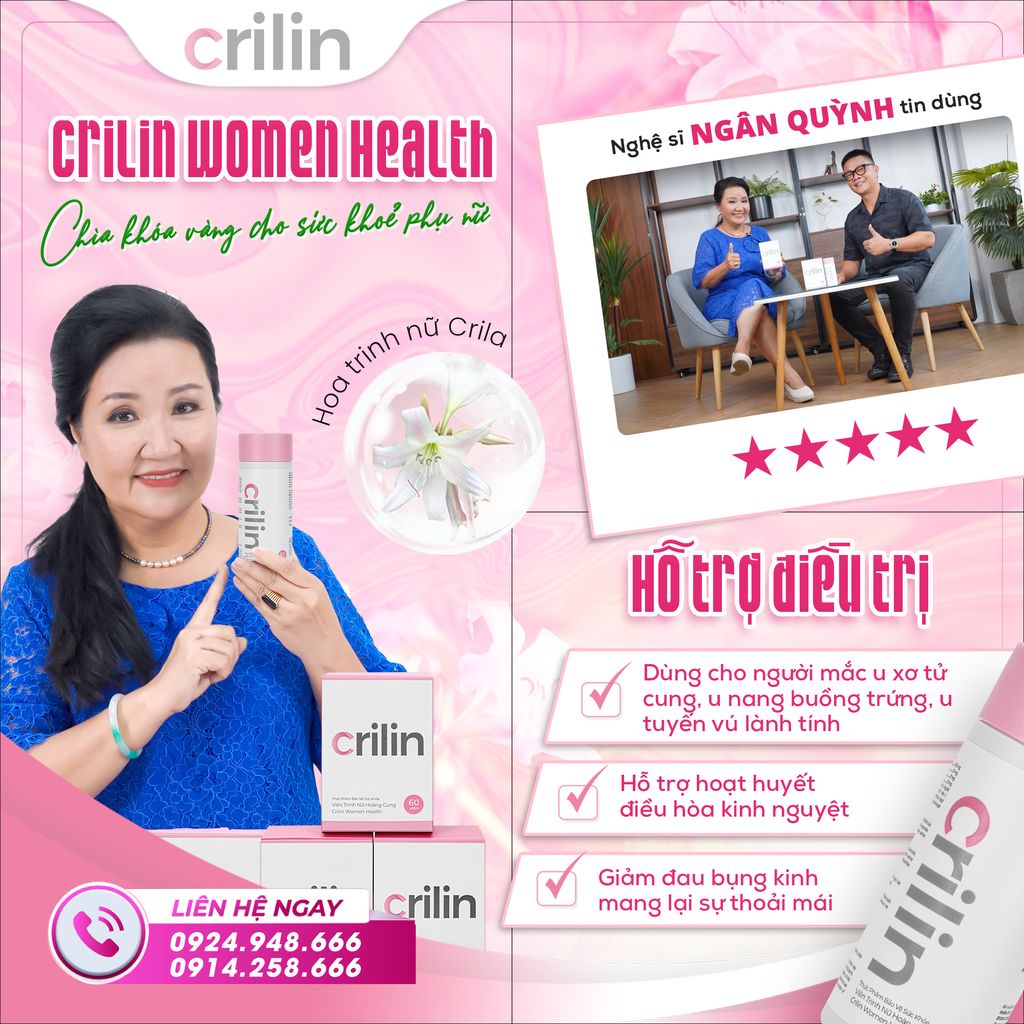 Giới thiệu Viên Uống CRILIN - HỖ TRỢ HẠN CHẾ SỰ PHÁT TRIỂN U XƠ TỬ CUNG, U TUYẾN VÚ LÀNH TÍNH