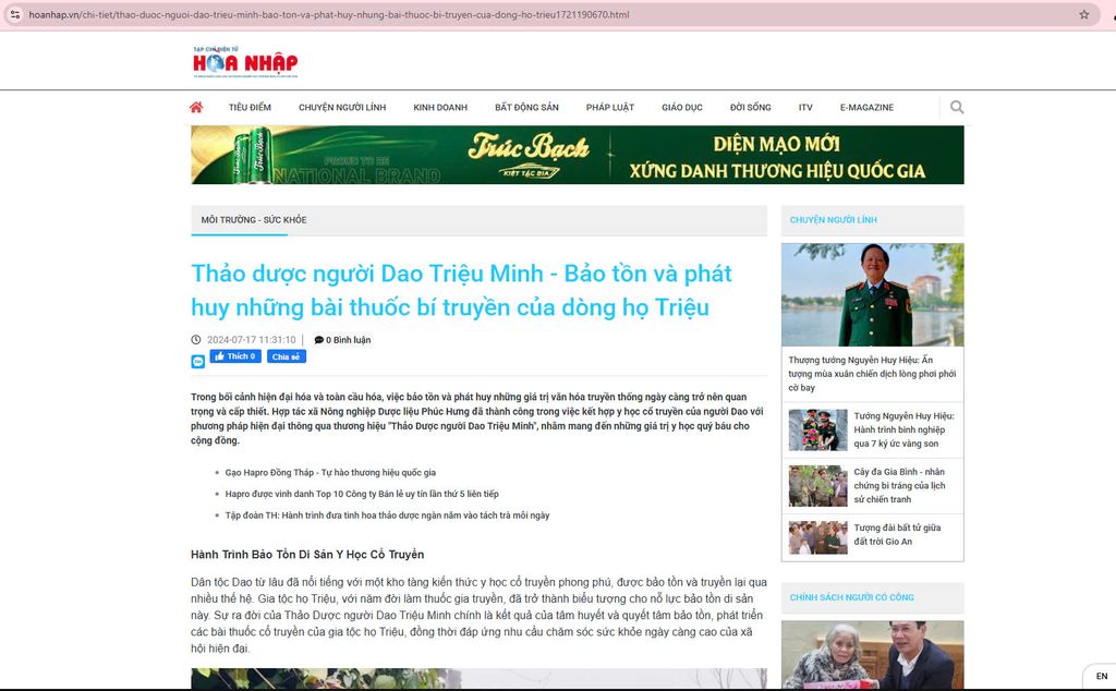 TẠP CHÍ HÒA NHẬP : Thảo dược người Dao Triệu Minh - Bảo tồn và phát huy những bài thuốc bí truyền của dòng họ Triệu
